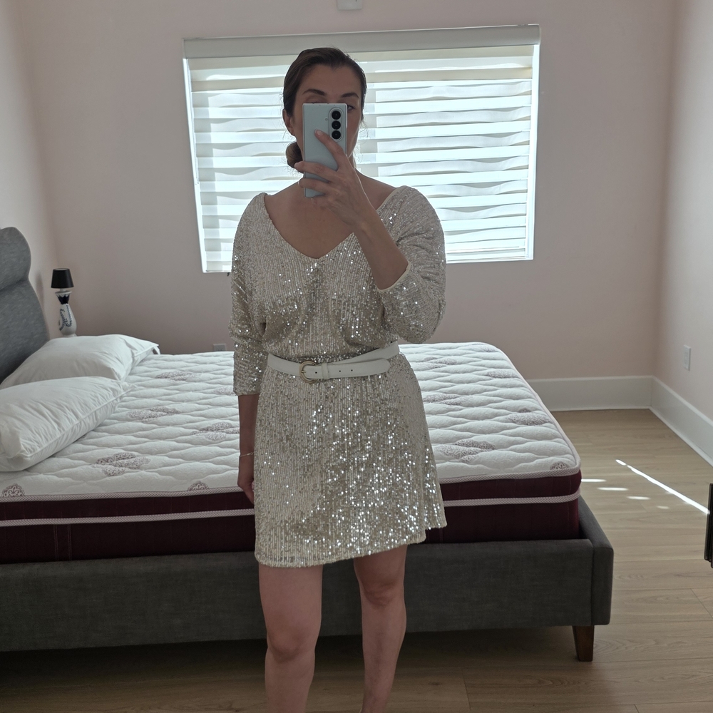 Lush Silver Sequin Mini Dress